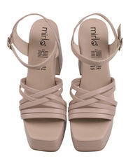 Sandalia Mujer Casual Tacón Beige Stfashion 16704200