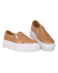 Tenis Mujer Casual Plataforma Beige Flexi 02504141