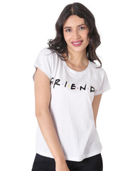 Playera Mujer Moda Camiseta Blanco Friends 58204806
