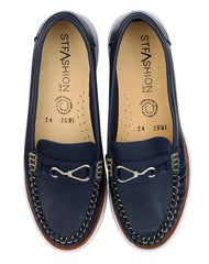Zapato Mujer Mocasín Casual Azul Piel Stfashion 16903801