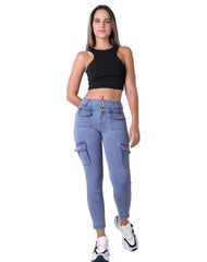 Jeans Mujer Moda Cargo Azul Evolution 71805207