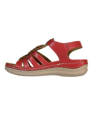 Sandalia Mujer Casual Cuña Rojo Flex Mas 13604202