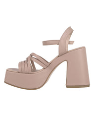 Sandalia Mujer Casual Tacón Beige Stfashion 16704200