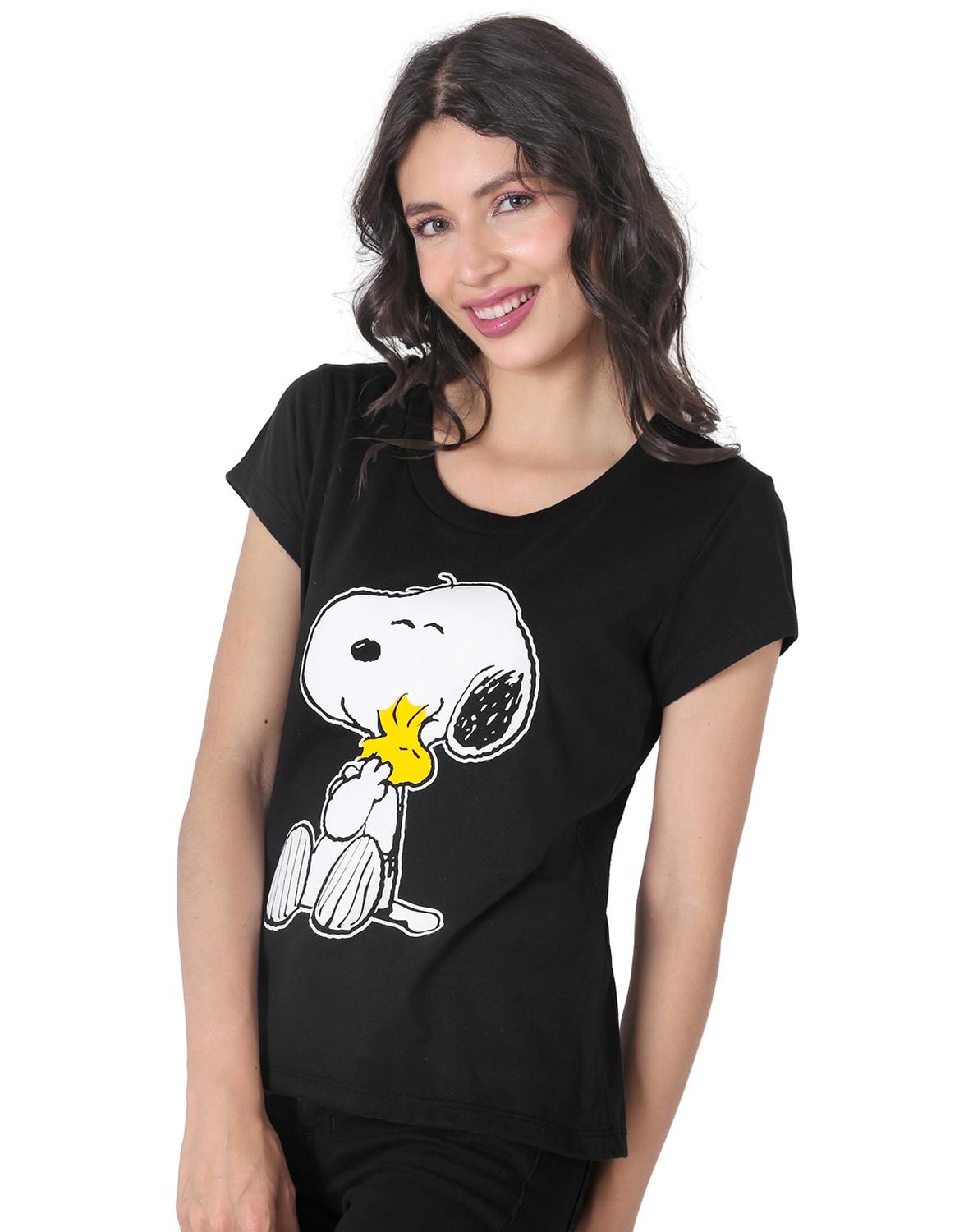 Playera Moda Camiseta Mujer Negro Peanuts 58204815