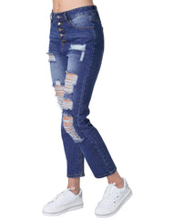 Jeans Mujer Moda Recto Azul Capricho 76804801