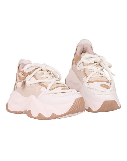 Tenis Mujer Casual Plataforma Beige Daddy 13304101