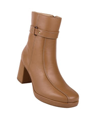 Botin Mujer Formal Tacon Café Piel Flexi 02504151