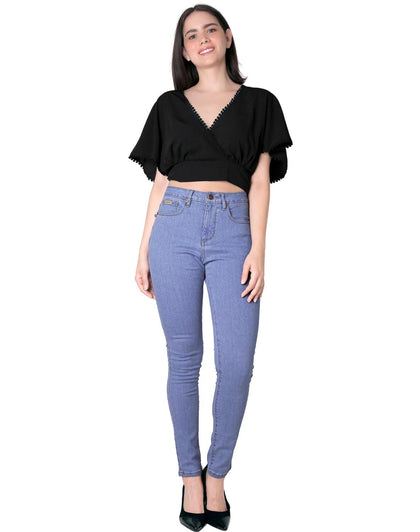Jeans Básico Mujer Dayana Bleach 50803602 Mezclilla Stretch