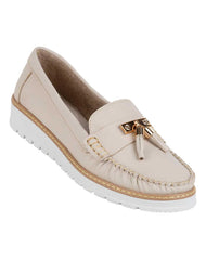 Zapato Mujer Mocasín Casual Piso Beige Lady One 08604003