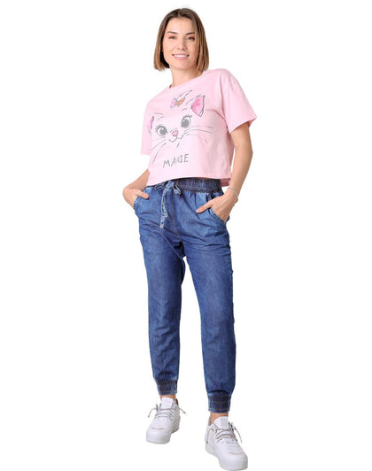 Jeans Mujer Moda Jogger Azul Furor 62106814