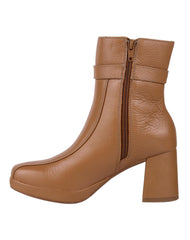 Botin Mujer Formal Tacon Café Piel Flexi 02504151