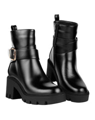 Botin Mujer Casual Tacon Negro Capa De Ozono 06004101