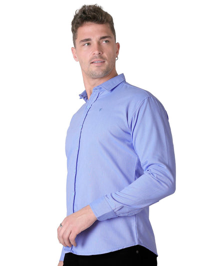 Camisa Casual Slim Hombre Azul Stfashion 50504419