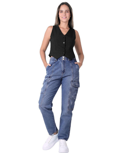 Jeans Mujer Casual Cargo Azul Fergino 52905202