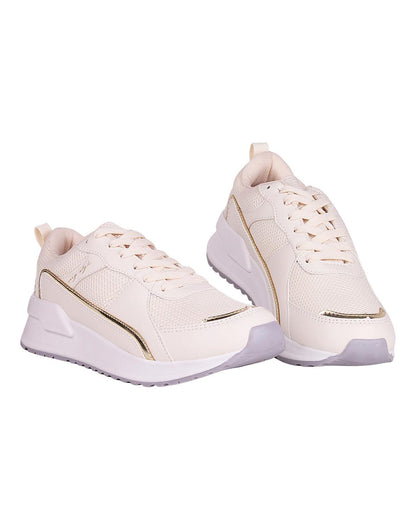 Tenis Mujer Casual Cuña Crema Lady One 08604104