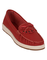 Zapato Mujer Mocasín Casual Rojo Piel Pop Tops 20004003