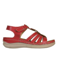 Sandalia Mujer Casual Cuña Rojo Flex Mas 13604202