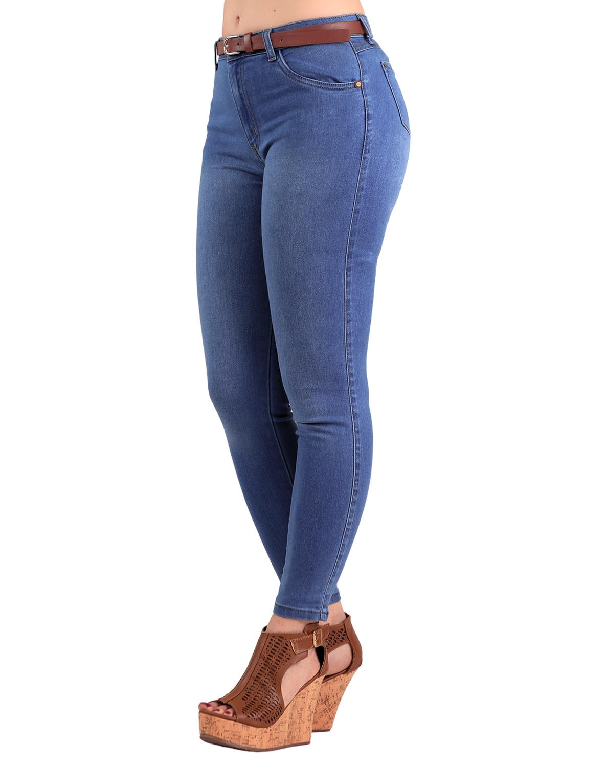 Jeans Básico Mujer Fergino Bleach 52903409 Mezclilla Stretch