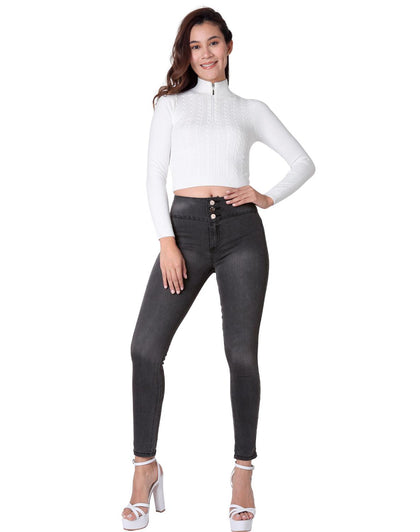 Jeans Mujer Moda Skinny Gris Fergino 52904619
