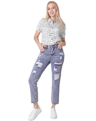 Jeans Mujer Moda Recto Azul Capricho 76804802