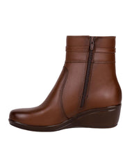 Botin Mujer Casual Cuña Café Piel Flexi 02504080