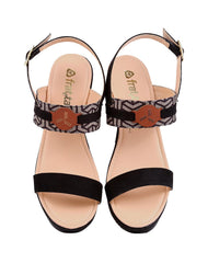 Sandalia Mujer Casual Cuña Negro Stfashion 18304200