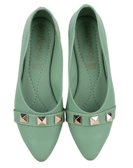 Flat Casual Mujer Verde Tacto Piel Stfashion 23503722