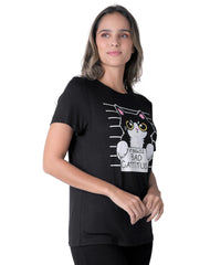 Playera Mujer Moda Camiseta Negro Aditivo 55205003