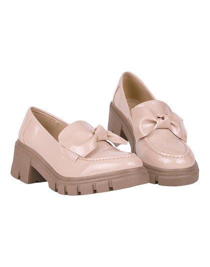 Zapato Mujer Mocasin Casual Tacón Beige Stfashion 06204105