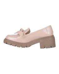 Zapato Mujer Mocasin Casual Tacón Beige Stfashion 06204105