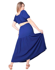 Conjunto Blusa y Falda Mujer Casual Azul Stfashion 52405006