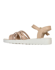 Sandalia Mujer Casual Tacón Beige Stfashion 08004202