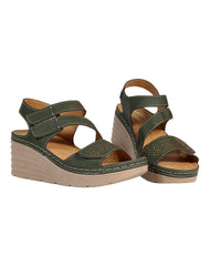 Sandalia Mujer Casual Cuña Verde Flex Mas 13604204