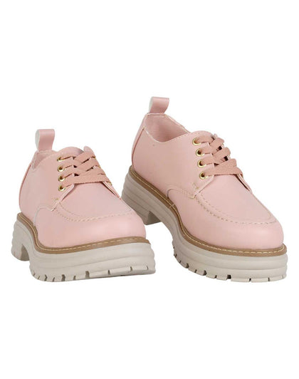 Zapato Oxford Casual Tacon Mujer Rosa Lykos 18204005