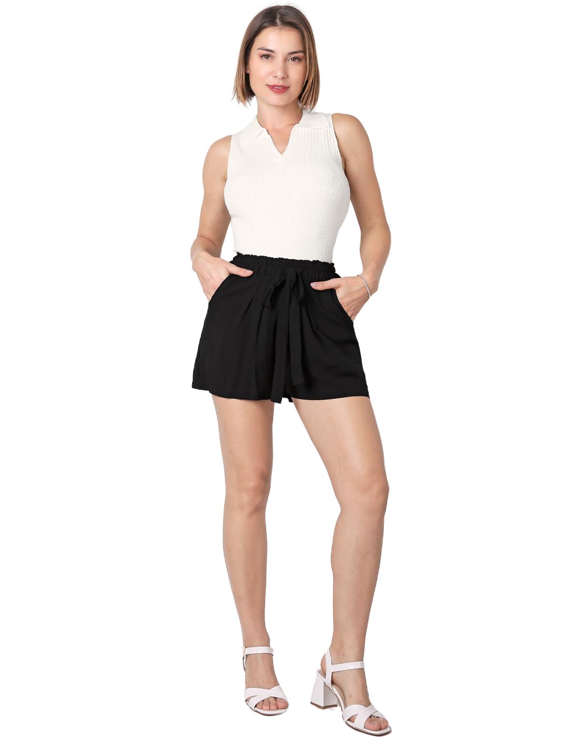 Moda Bermudas De Mujer De Vestir Tela Short Tiro Alto De Vestir