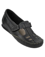 Zapato Mujer Confort Piso Negro Piel Stfashion 08503700