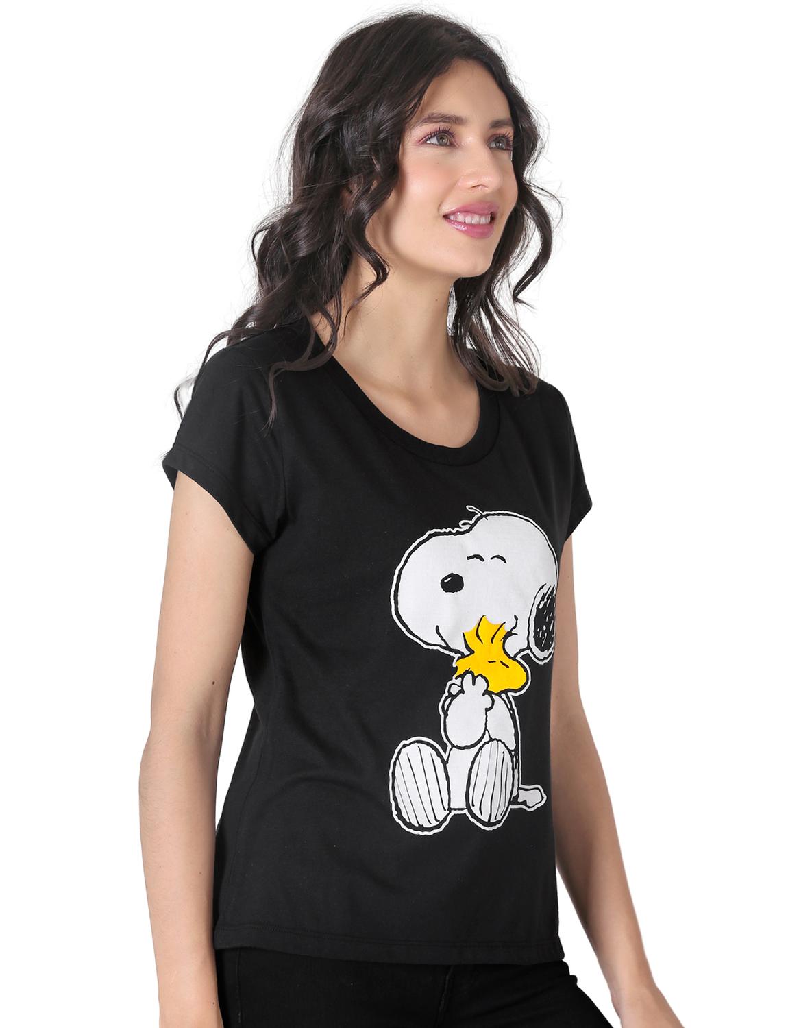 Playera Moda Camiseta Mujer Negro Peanuts 58204815