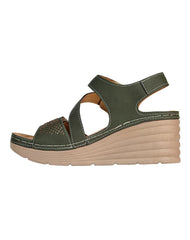 Sandalia Mujer Casual Cuña Verde Flex Mas 13604204