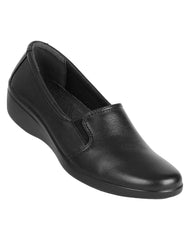 Zapato Mujer Confort Cuña Negro Piel Flexi 02502527