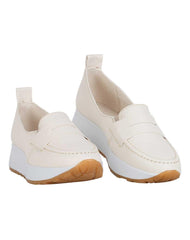 Zapato Mujer Mocasín Casual Cuña Crema Lykos 18204004