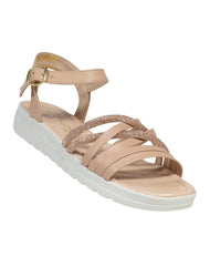 Sandalia Mujer Casual Tacón Beige Stfashion 08004202