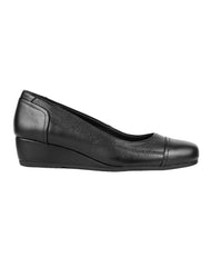 Zapato Mujer Mocasin Vestir Cuña Negro Piel Flexi 02504157