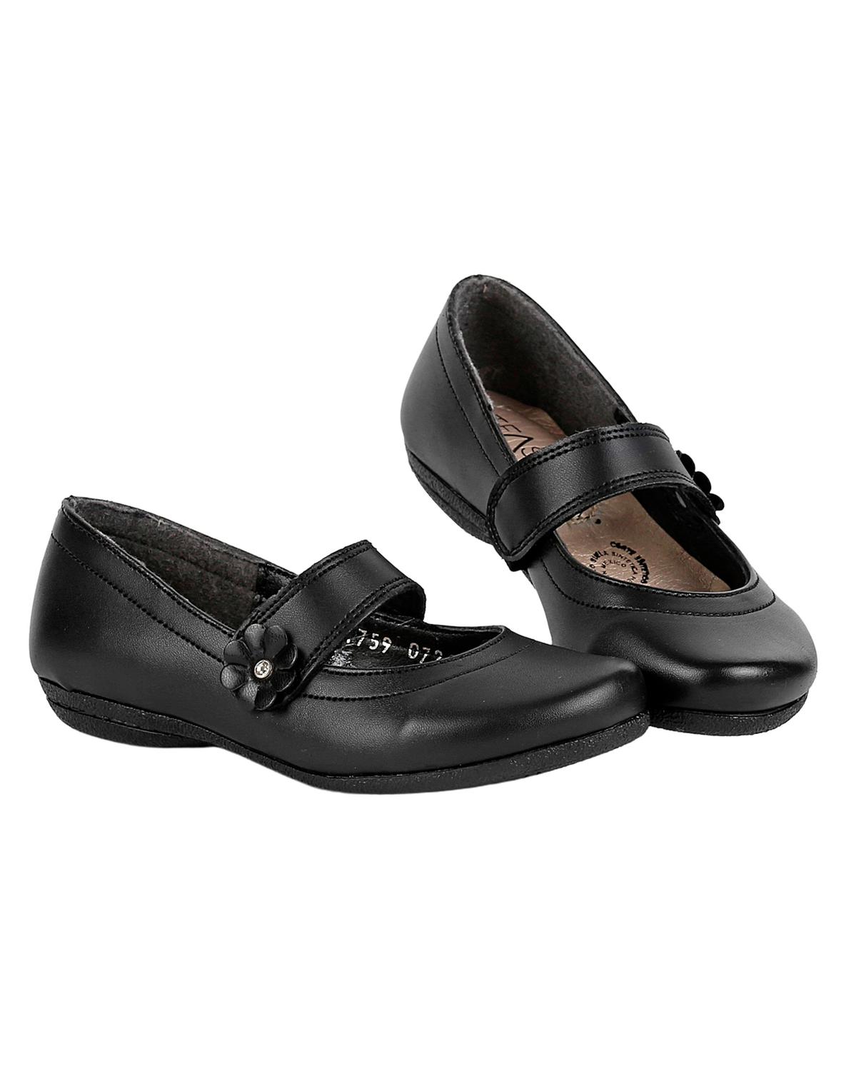 Zapato Escolar Piso Niña Negro Tacto Piel Stfashion 16803803