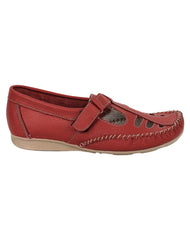 Zapato Confort Piso Mujer Rojo Piel Hannia 08503701