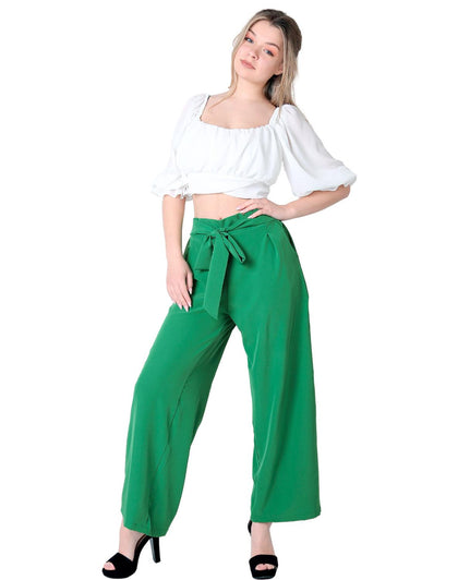 Pantalón Moda Recto Mujer Verde Stfashion 69704808