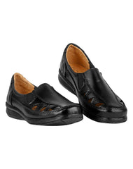Zapato Mujer Confort Piso Negro Piel Calzado Amparo 05304001