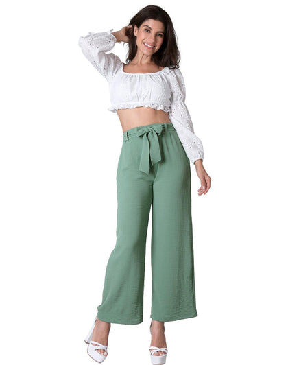 Pantalón Moda Recto Mujer Verde Stfashion 79304607