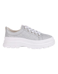 Tenis Mujer Casual Plata Capa De Ozono 06004222