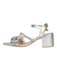 Sandalia Mujer Formal Tacon Plata Stfashion 20204100