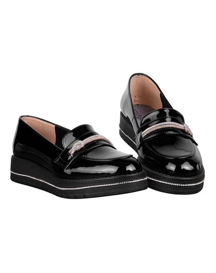 Zapato Mujer Mocasin Casual Cuña Negro Stfashion 20304101